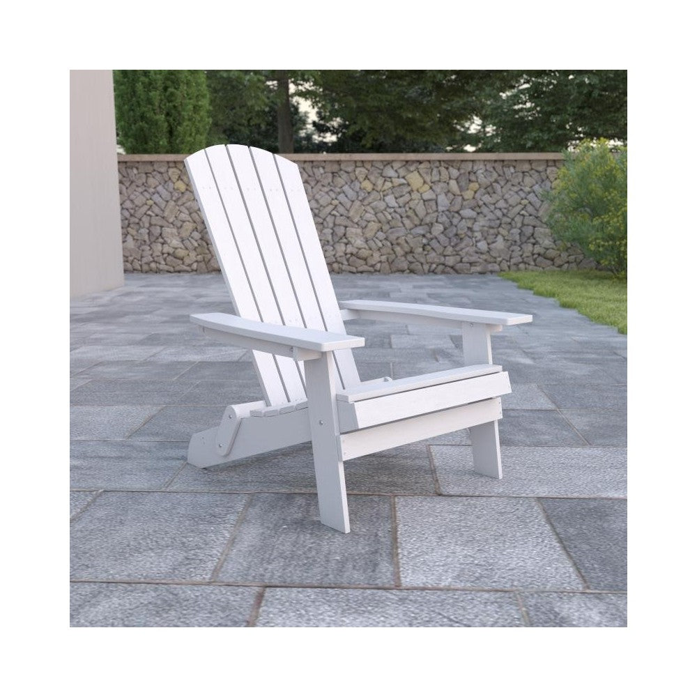 Flash Furniture Charlestown White Folding Adirondack Chair JJ-C14505-WH-GG