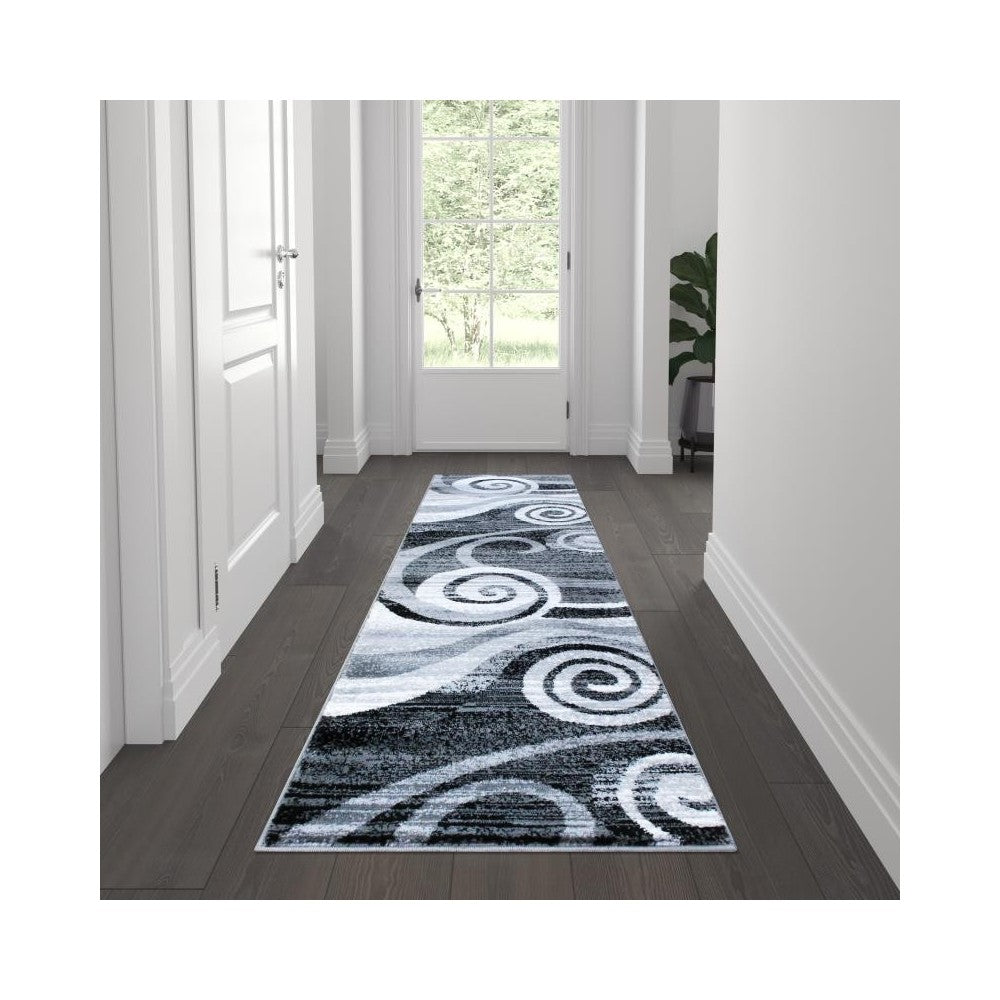Flash Furniture Cirrus Collection 2x7 Gray Swirl Area Rug OKR-RG1103-27-GY-GG