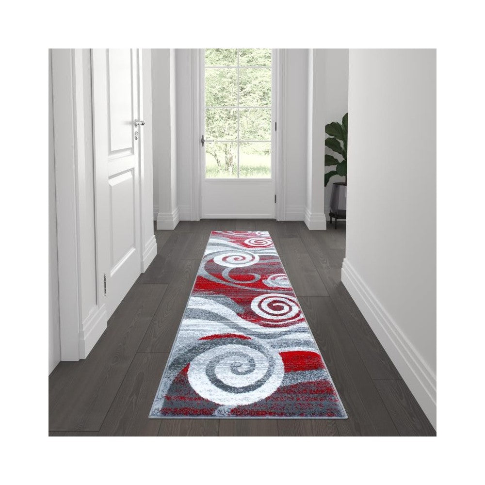 Flash Furniture Cirrus Collection 2x7 Red Swirl Area Rug OKR-RG1103-27-RD-GG