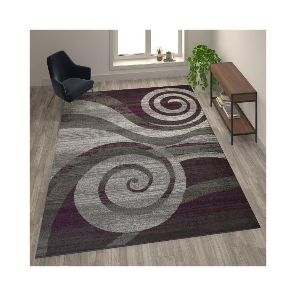 Flash Furniture Cirrus Collection 6x9 Purple Swirl Area Rug OKR-RG1103-69-PU-GG