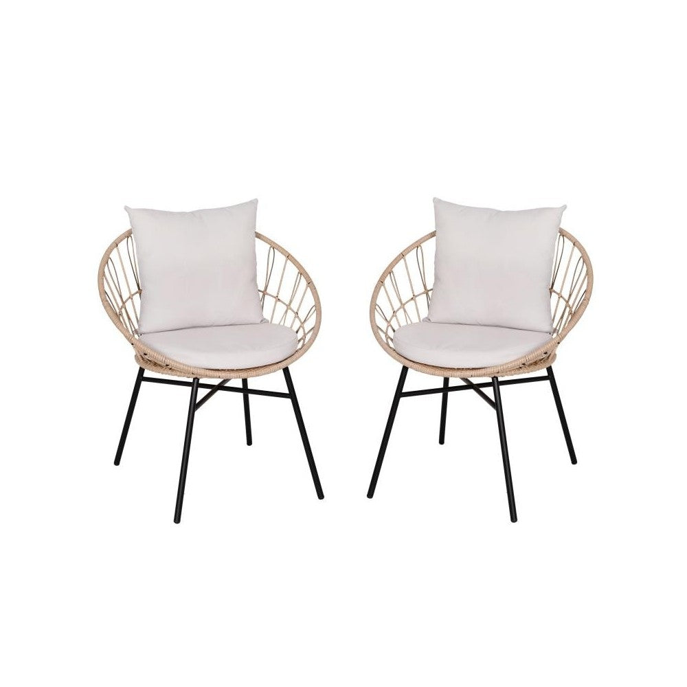 Flash Furniture Devon 2PK Tan Rope Chair-LGY Cushion TW-VN017-TAN-GG