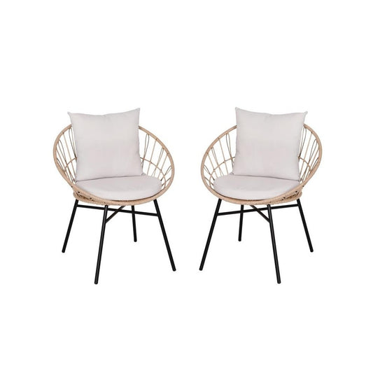 Flash Furniture Devon 2PK Tan Rope Chair-LGY Cushion TW-VN017-TAN-GG