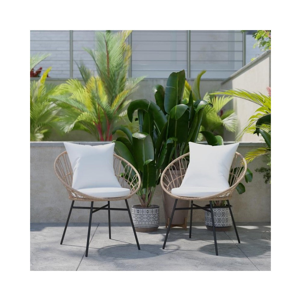 Flash Furniture Devon 2PK Tan Rope Chair-LGY Cushion TW-VN017-TAN-GG