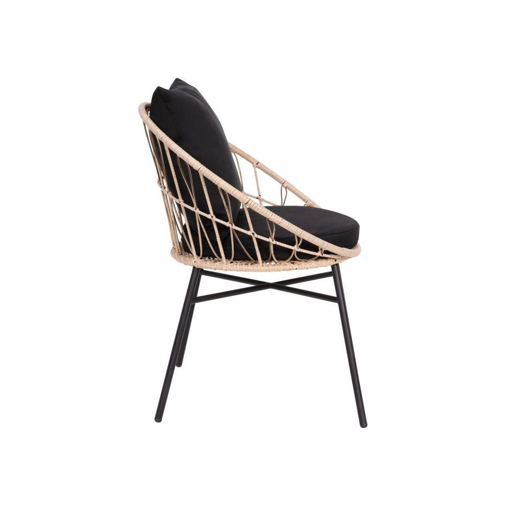 Flash Furniture Devon 3 PC Tan/Black Rattan Set TW-VN017-18-TAN-BK-GG