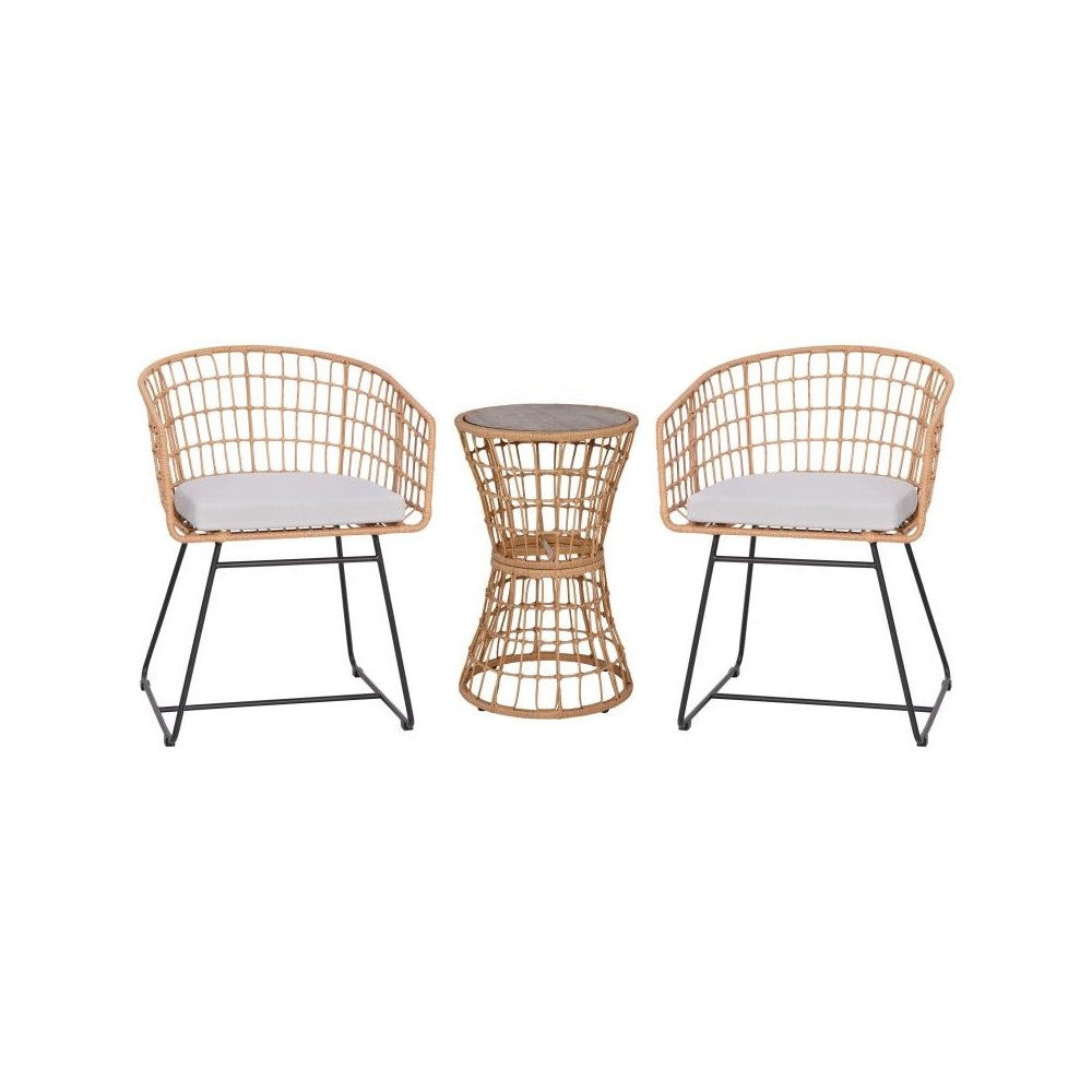 Flash Furniture Devon 3PC Natural Rattan Bistro Set TW-VN01516-NAT-LGY-GG