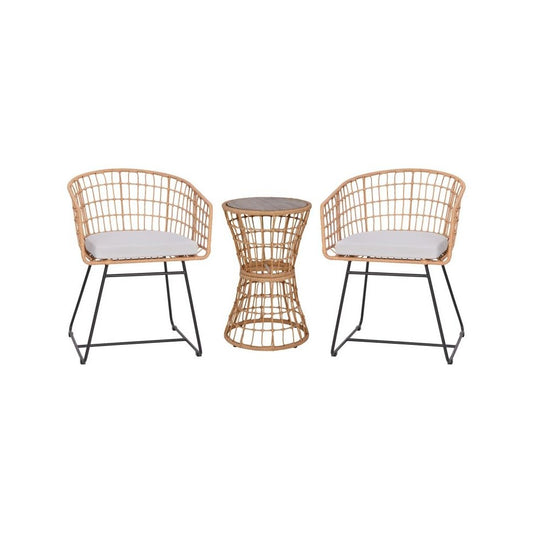 Flash Furniture Devon 3PC Natural Rattan Bistro Set TW-VN01516-NAT-LGY-GG