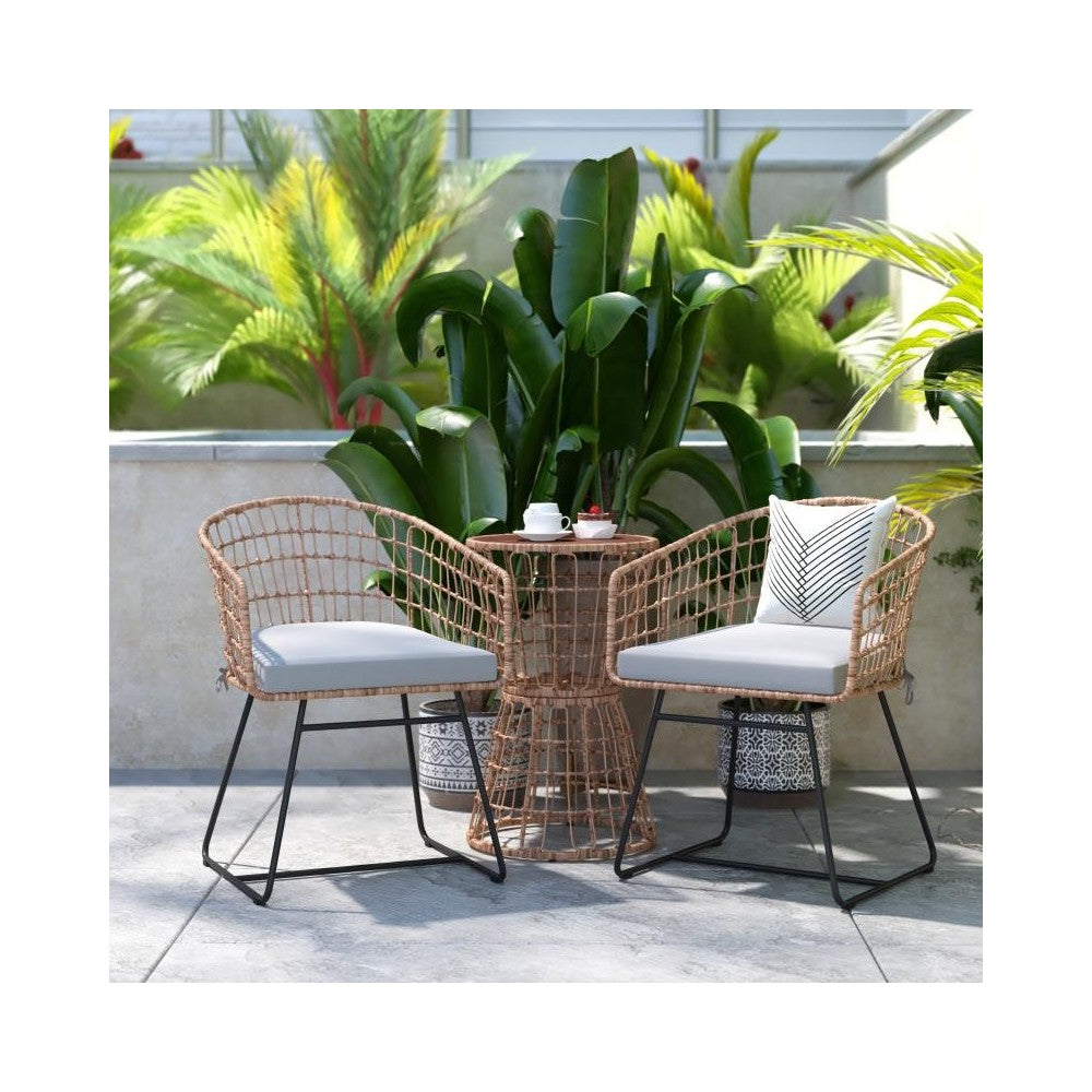 Flash Furniture Devon 3PC Natural Rattan Bistro Set TW-VN01516-NAT-LGY-GG