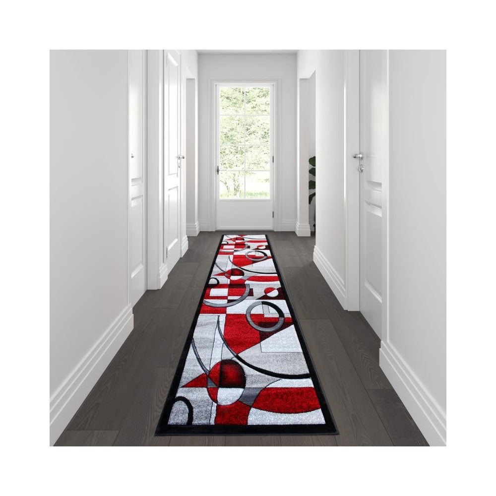 Flash Furniture Elias Collection Red 3x10 Abstract Rug KP-RG950-310-RD-GG