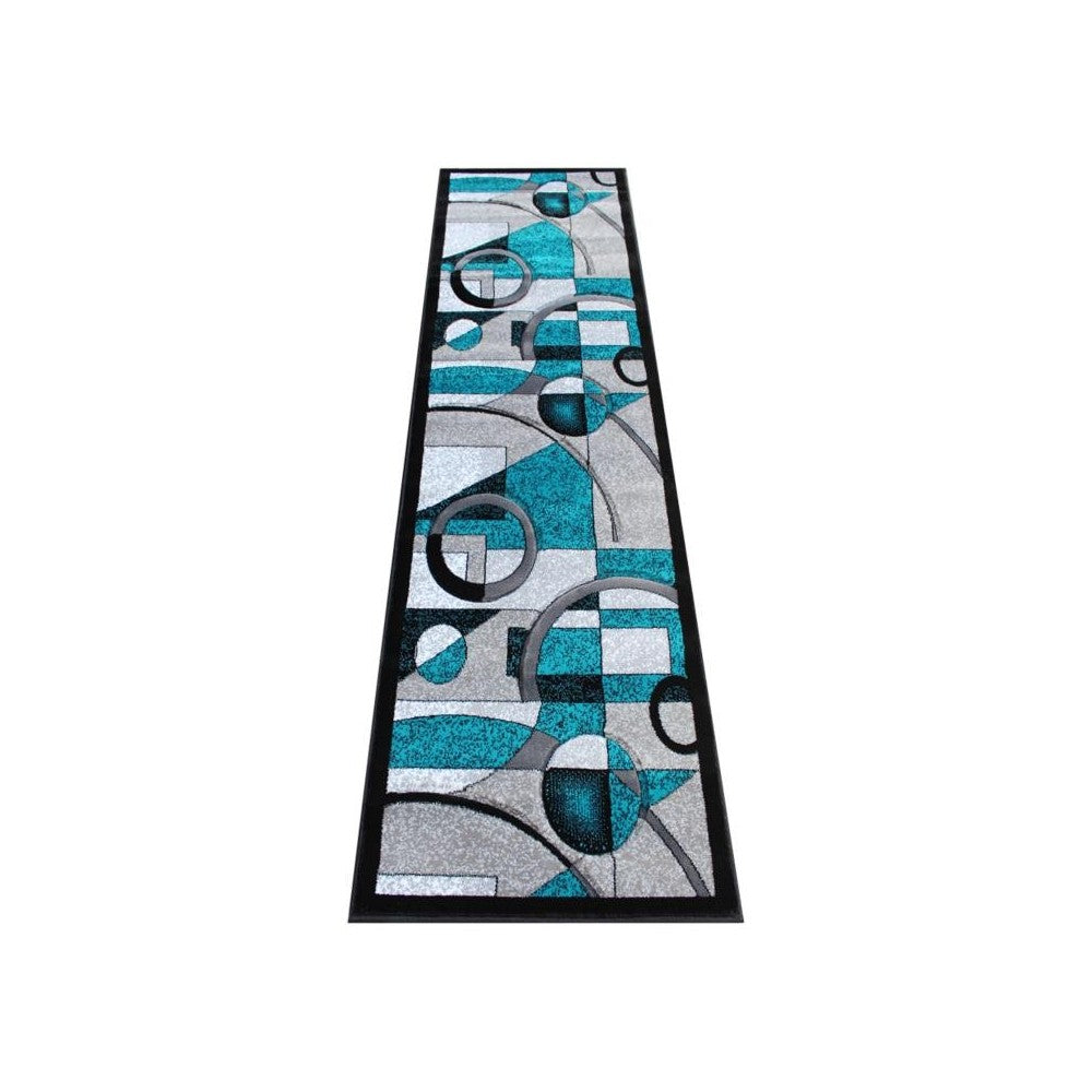 Flash Furniture Elias Collection Turquoise 2x7 Abstract Rug KP-RG950-27-TQ-GG