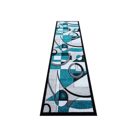 Flash Furniture Elias Collection Turquoise 3x10 Abstract Rug KP-RG950-310-TQ-GG