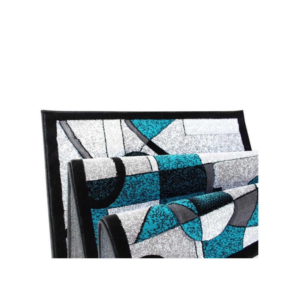 Flash Furniture Elias Collection Turquoise 3x10 Abstract Rug KP-RG950-310-TQ-GG