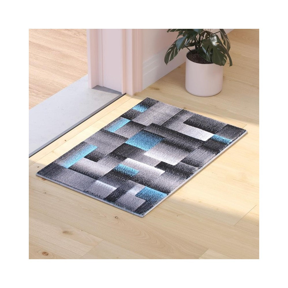 Flash Furniture Elio Collection 2x3 Blue Block Area Rug ACD-RGTRZ861-23-BL-GG