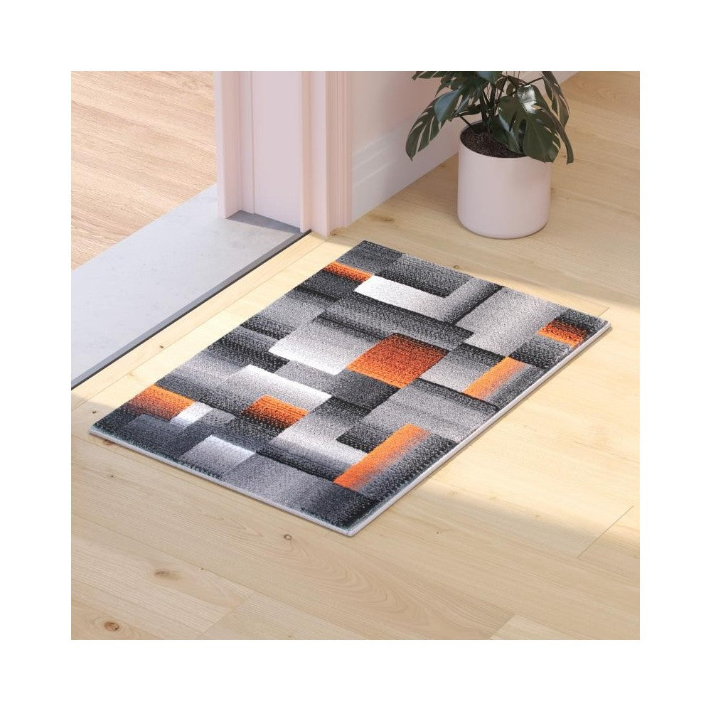 Flash Furniture Elio Collection 2x3 Orange Block Area Rug ACD-RGTRZ861-23-OR-GG