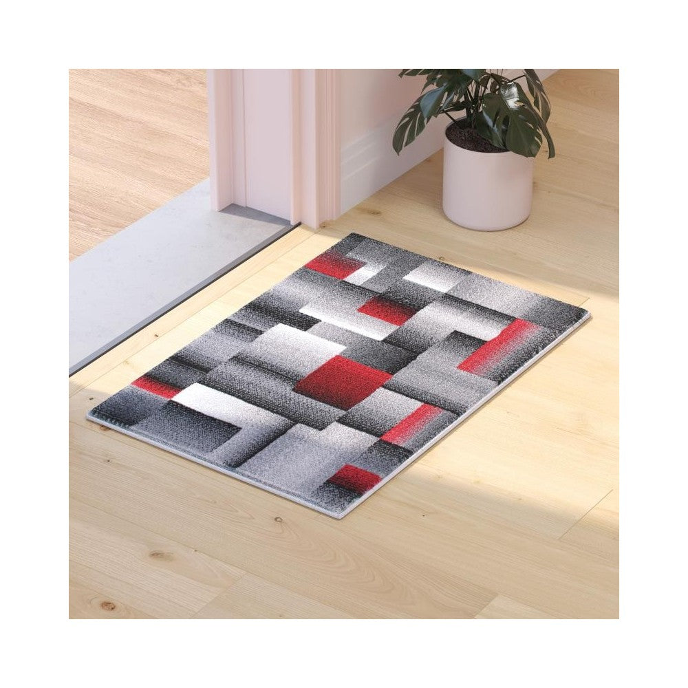 Flash Furniture Elio Collection 2x3 Red Block Area Rug ACD-RGTRZ861-23-RD-GG