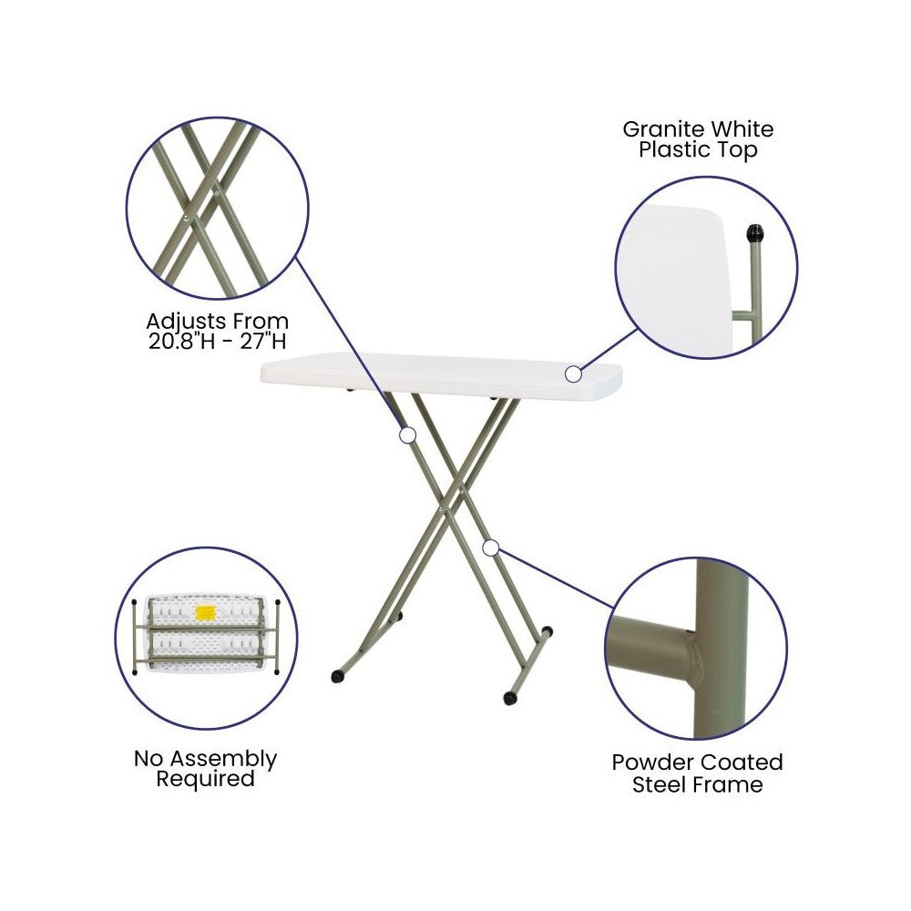 Flash Furniture Elon White Folding Adjustable Table DAD-YCZ-76X-GW-GG