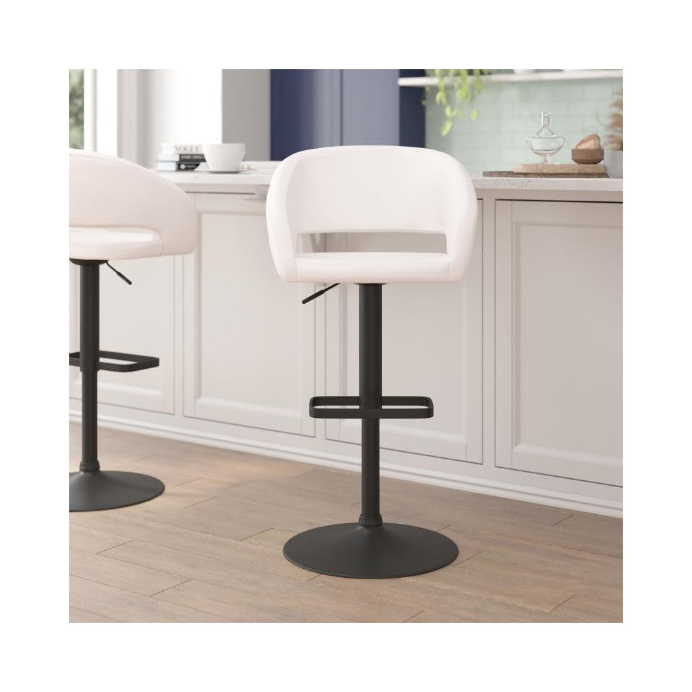 Flash Furniture Erik White Vinyl Barstool CH-122070-WHBK-GG