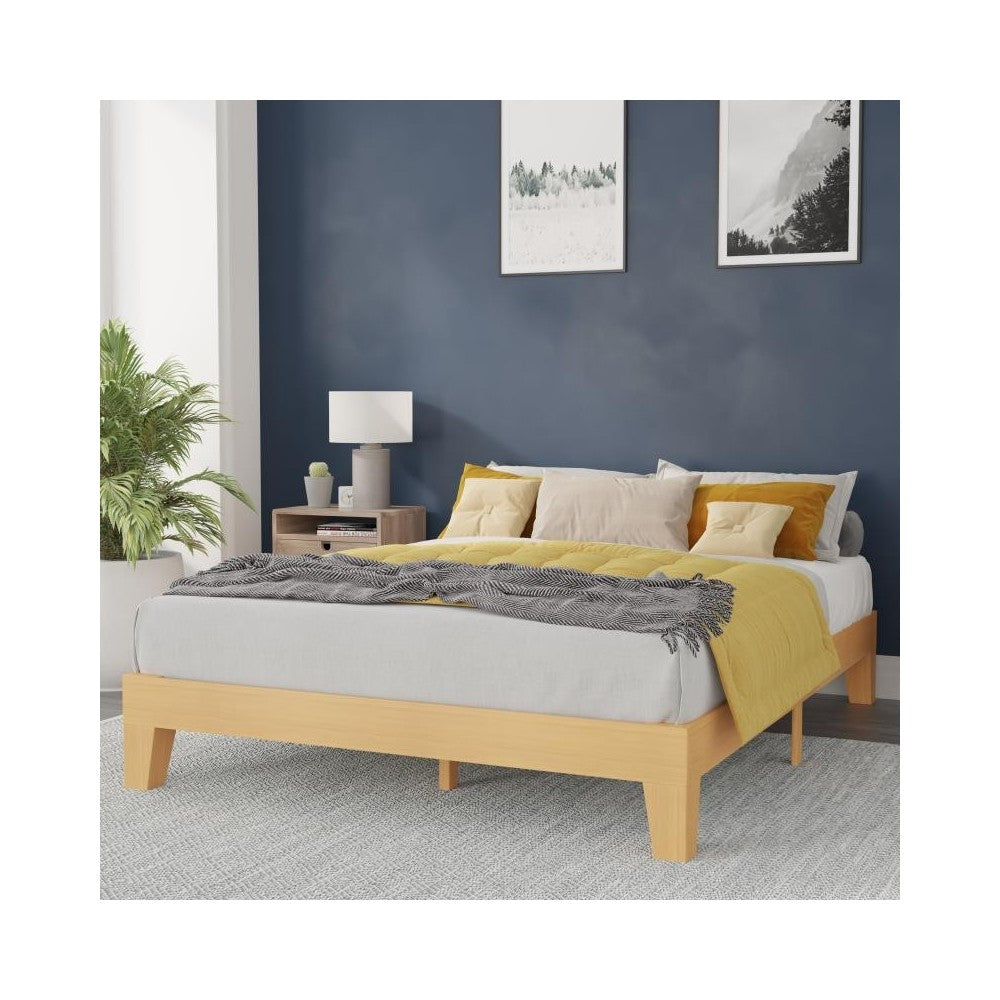 Flash Furniture Evelyn Pine Finish Queen Platform Bed YKC-1090-Q-NAT-GG