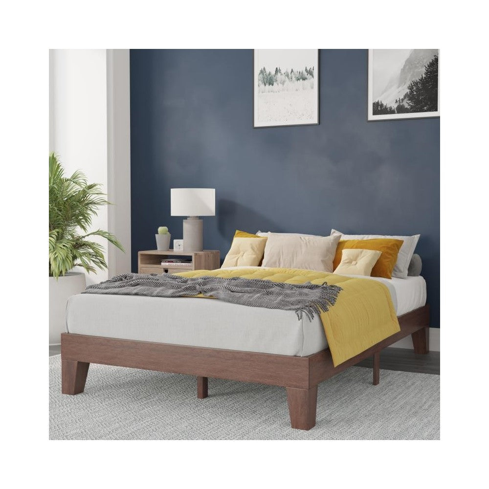 Flash Furniture Evelyn Walnut Full Platform Bed YKC-1090-F-WAL-GG