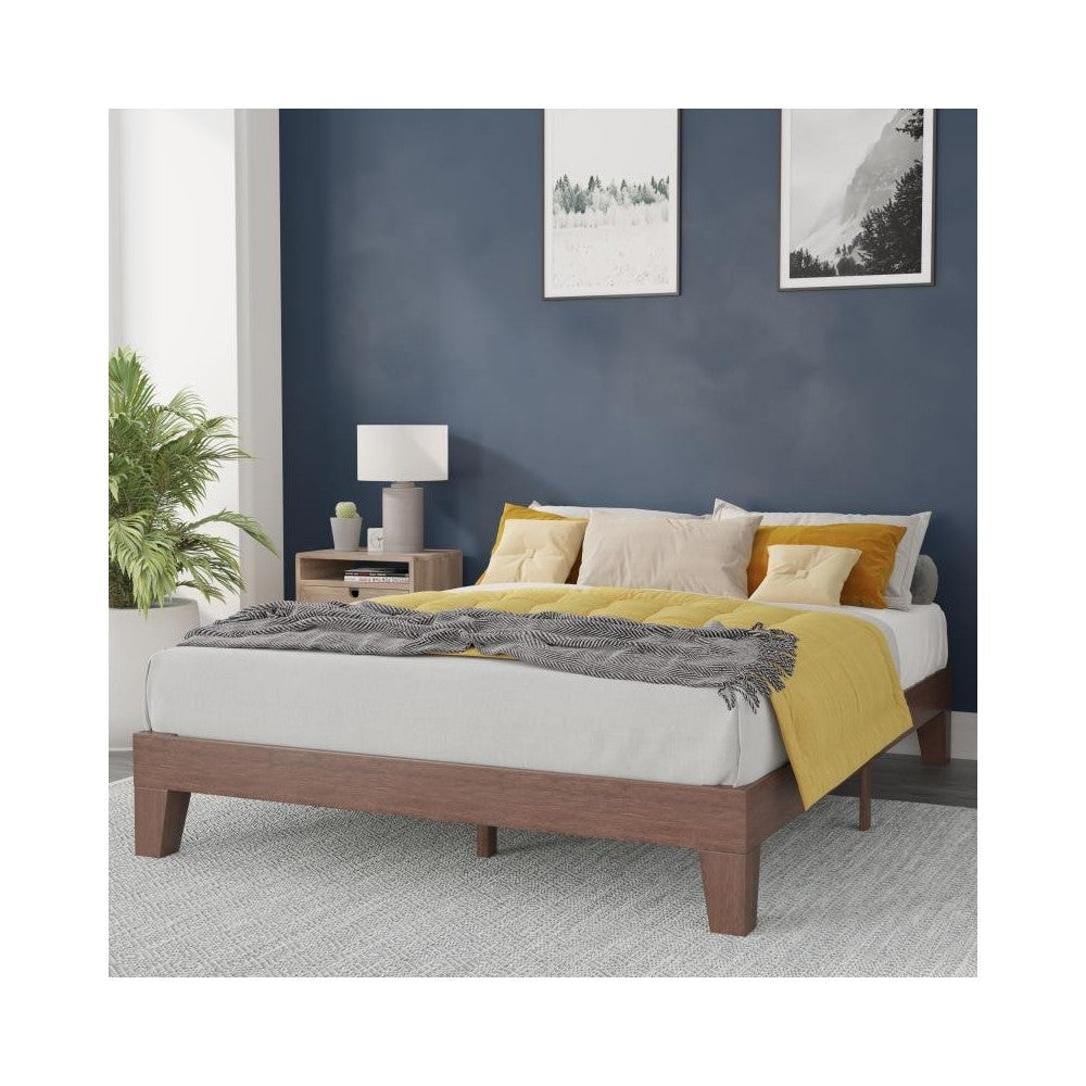 Flash Furniture Evelyn Walnut Queen Platform Bed YKC-1090-Q-WAL-GG