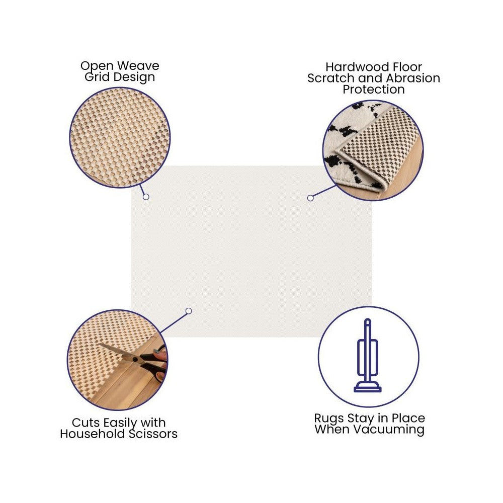 Flash Furniture Fealty Non Slip Rug Pad Gripper 5x7 SS-S62857-WH-GG