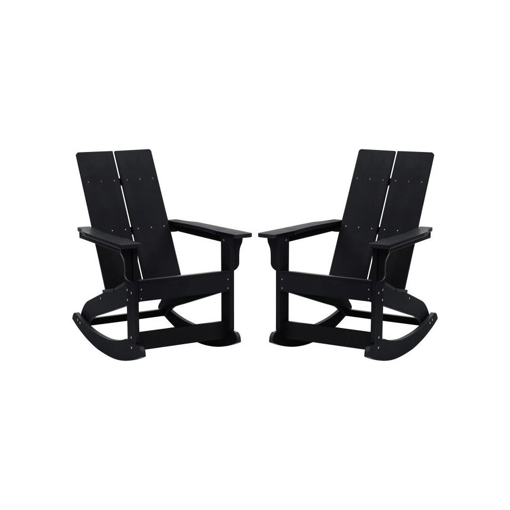 Flash Furniture Finn 2 PK Black Resin Rocking Chair JJ-C14709-BK-2-GG