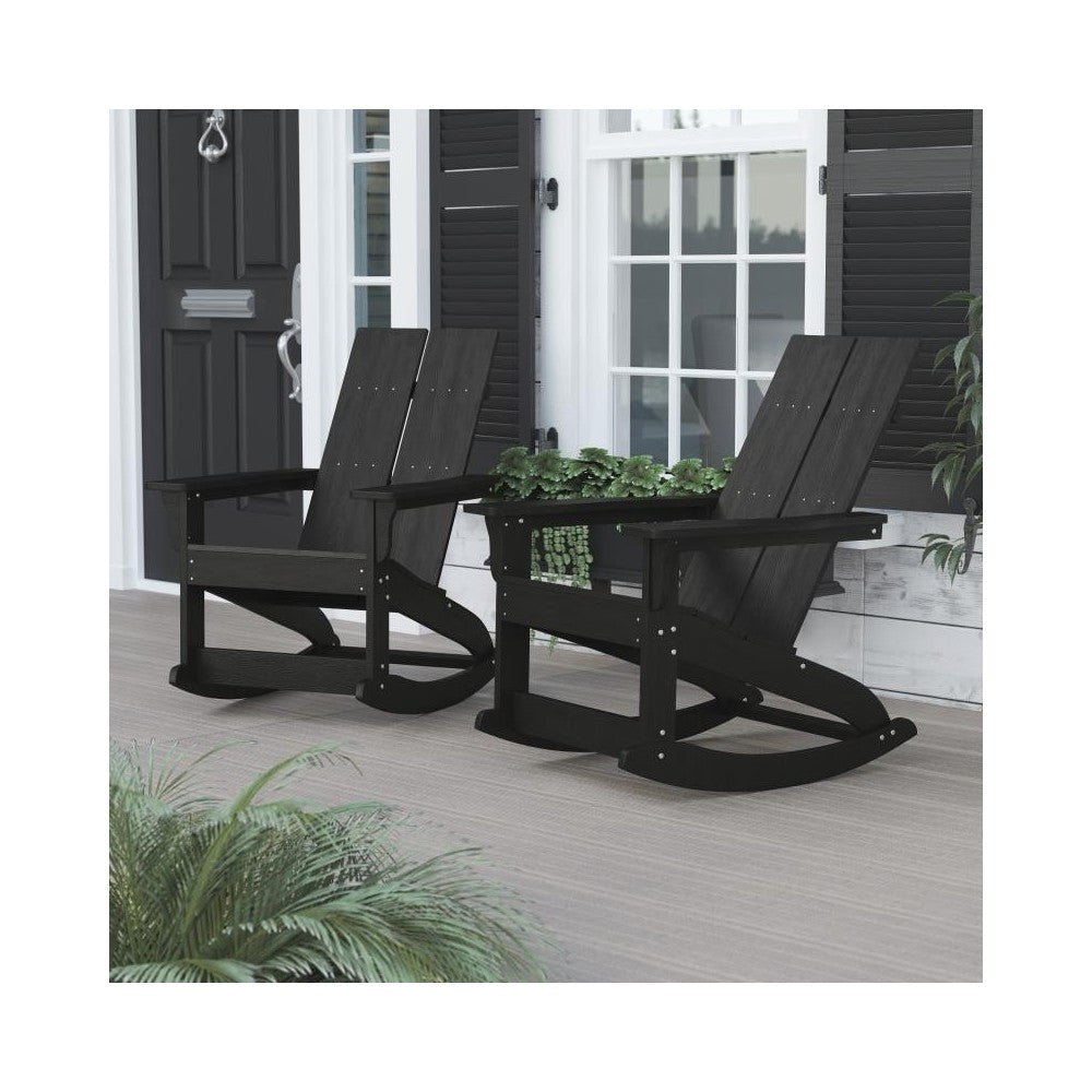 Flash Furniture Finn 2 PK Black Resin Rocking Chair JJ-C14709-BK-2-GG