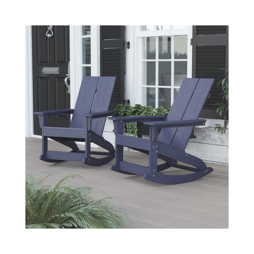 Flash Furniture Finn 2 PK Navy Resin Rocking Chair JJ-C14709-NV-2-GG