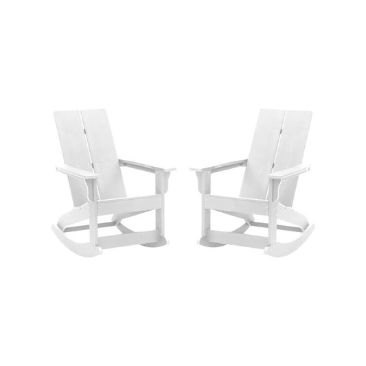 Flash Furniture Finn 2 PK White Resin Rocking Chair JJ-C14709-WH-2-GG