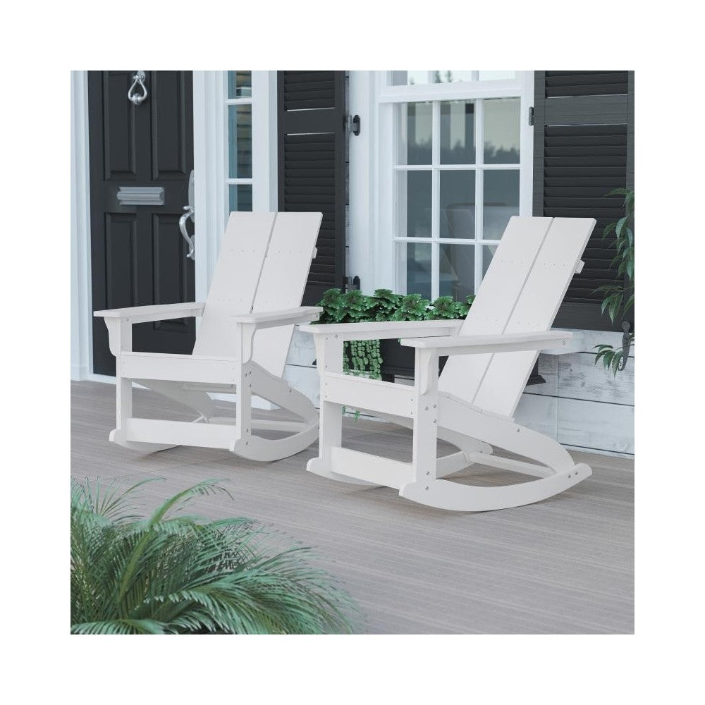 Flash Furniture Finn 2 PK White Resin Rocking Chair JJ-C14709-WH-2-GG