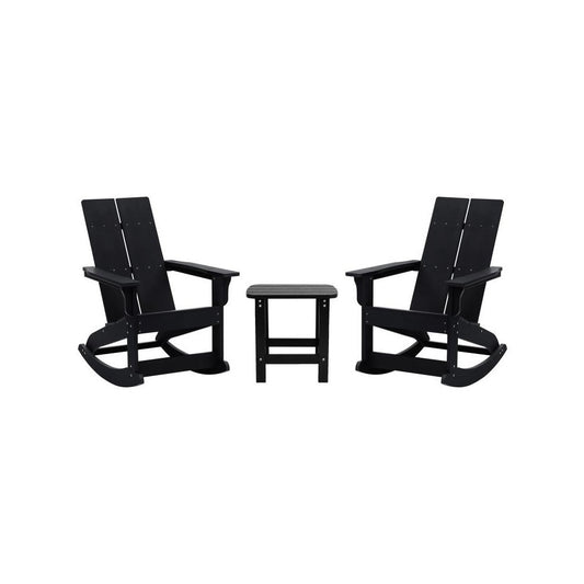 Flash Furniture Finn 2PK Black Rockers & Side Table JJ-C14709-2-T14001-BK-GG