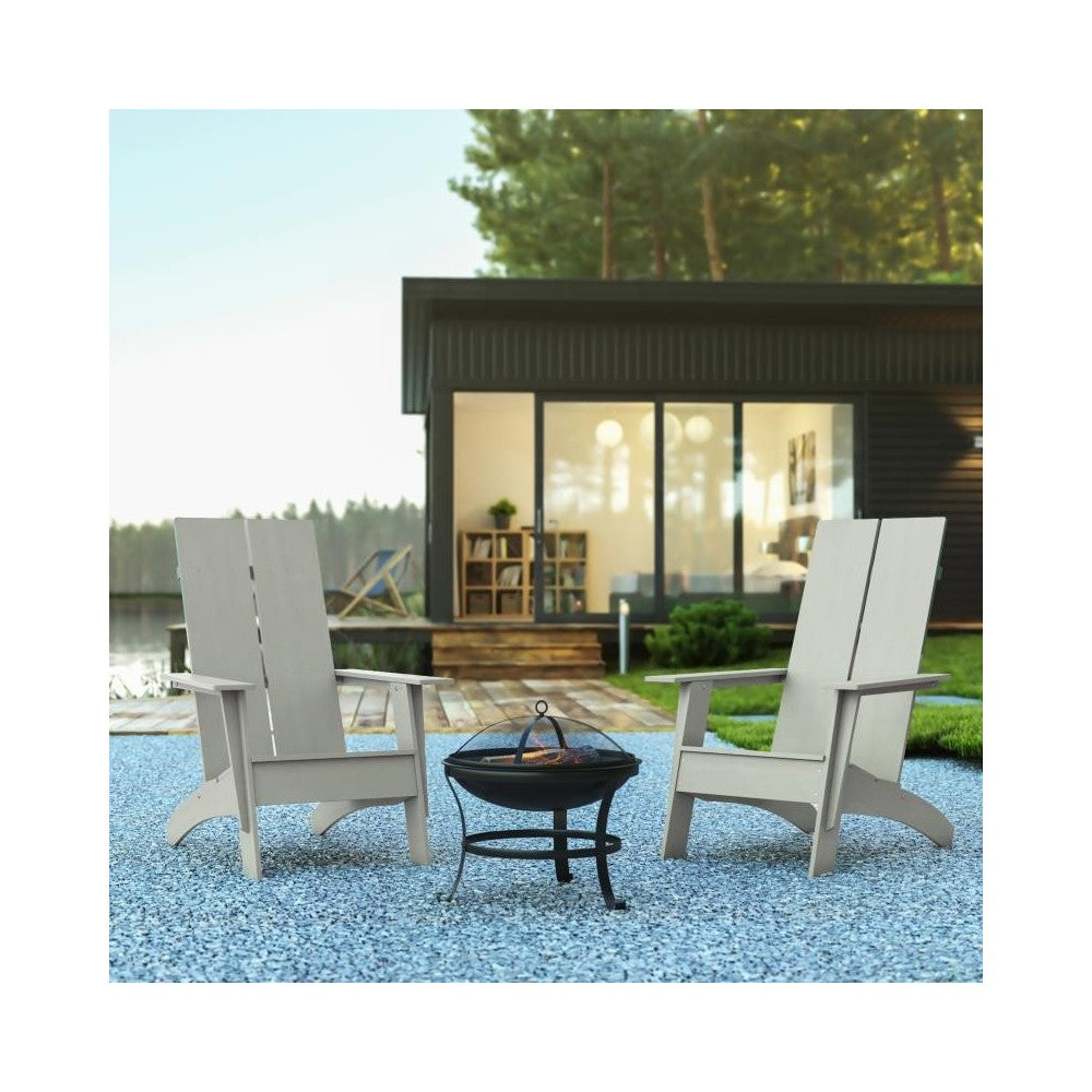 Flash Furniture Finn 2PK Gray Rockers & Fire Pit JJ-C145092-202-GY-GG