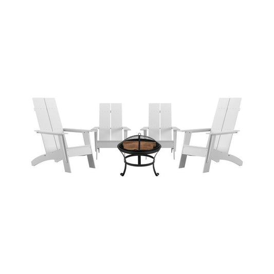 Flash Furniture Finn 4PK White Rockers-Fire Pit JJ-C145094-202-WH-GG