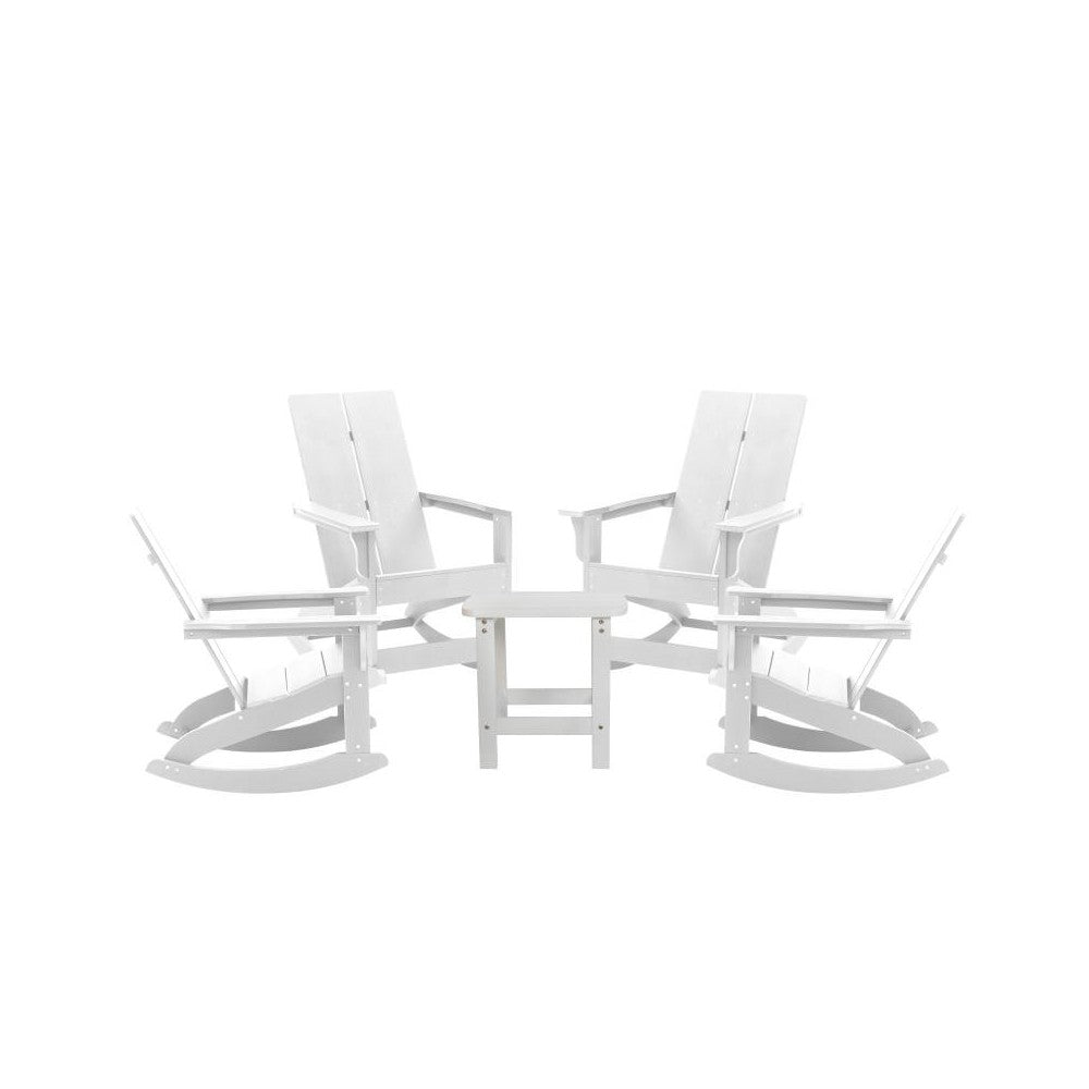 Flash Furniture Finn 4PK White Rockers & Side Table JJ-C14709-4-T14001-WH-GG