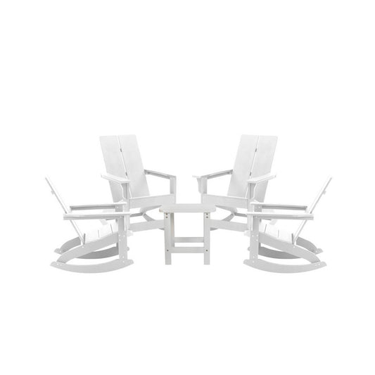 Flash Furniture Finn 4PK White Rockers & Side Table JJ-C14709-4-T14001-WH-GG