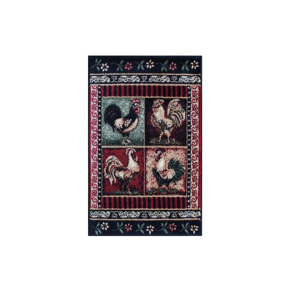 Flash Furniture Gallus Collection Black 2x3 Rooster Area Rug ACD-RG577-23-BK-GG