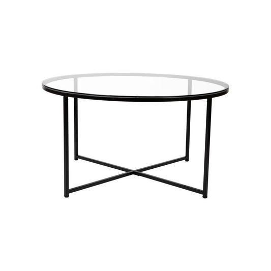 Flash Furniture Glass Coffee Table-Black Frame NAN-JH-1786CT-BK-GG