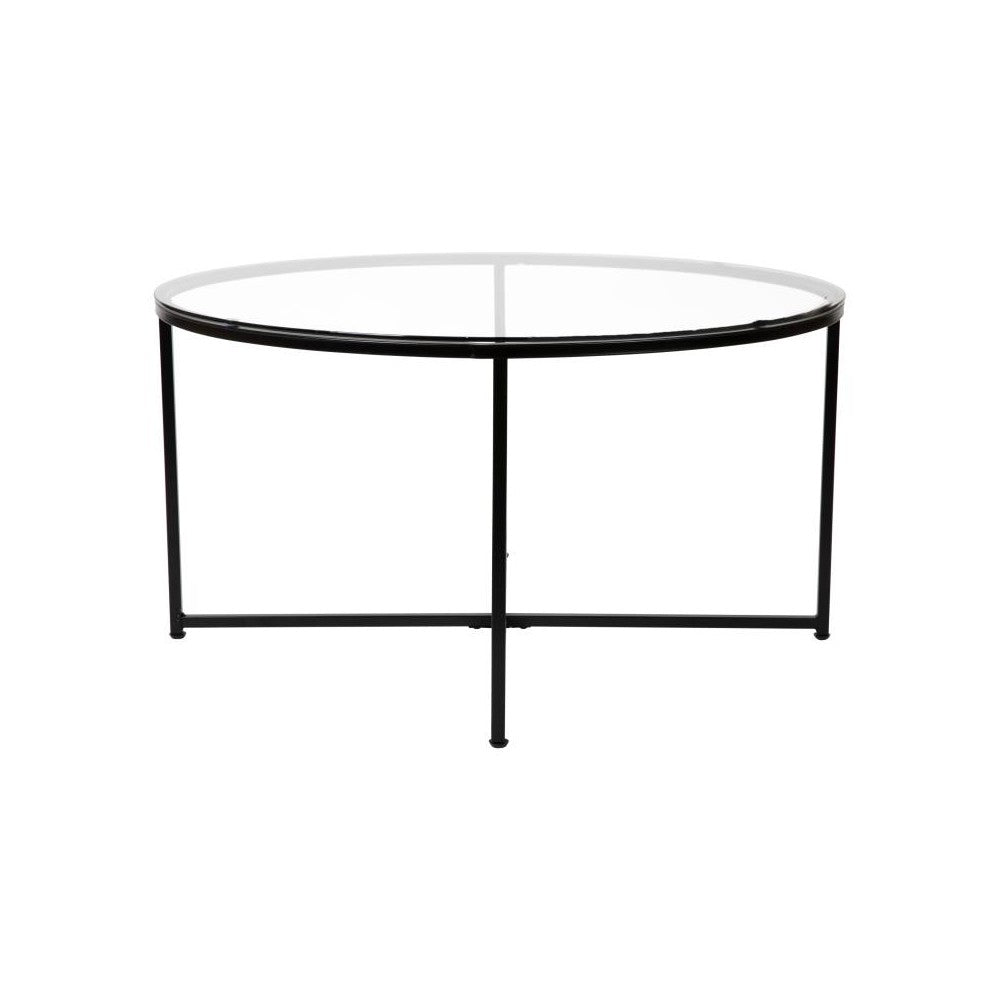 Flash Furniture Glass Coffee Table-Black Frame NAN-JH-1786CT-BK-GG