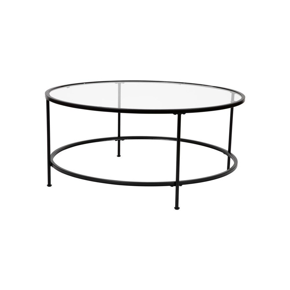 Flash Furniture Glass Coffee Table-Black Frame NAN-JN-21750CT-BK-GG