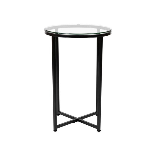 Flash Furniture Glass End Table-Black Frame NAN-JH-1786ET-BK-GG