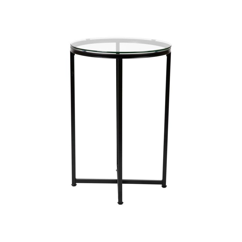 Flash Furniture Glass End Table-Black Frame NAN-JH-1786ET-BK-GG