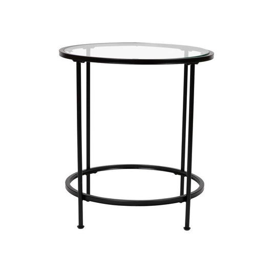 Flash Furniture Glass End Table-Black Frame NAN-JN-21750ET-BK-GG