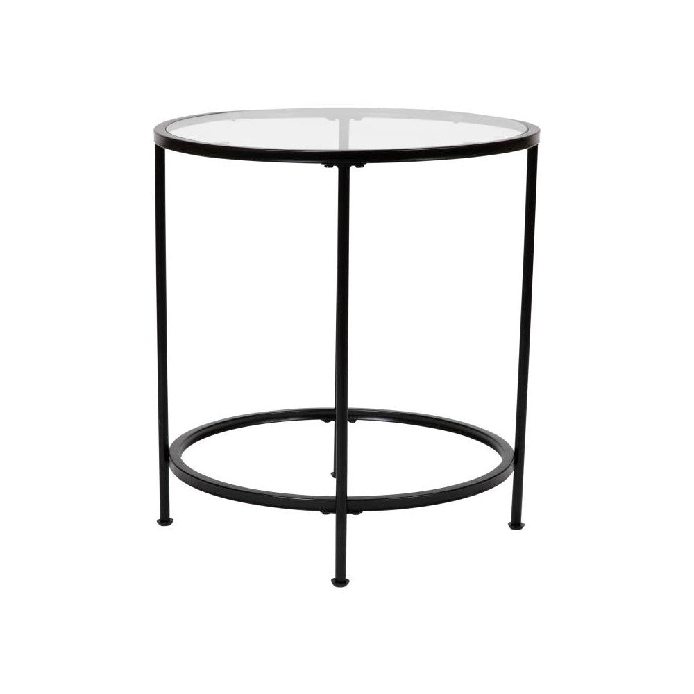 Flash Furniture Glass End Table-Black Frame NAN-JN-21750ET-BK-GG