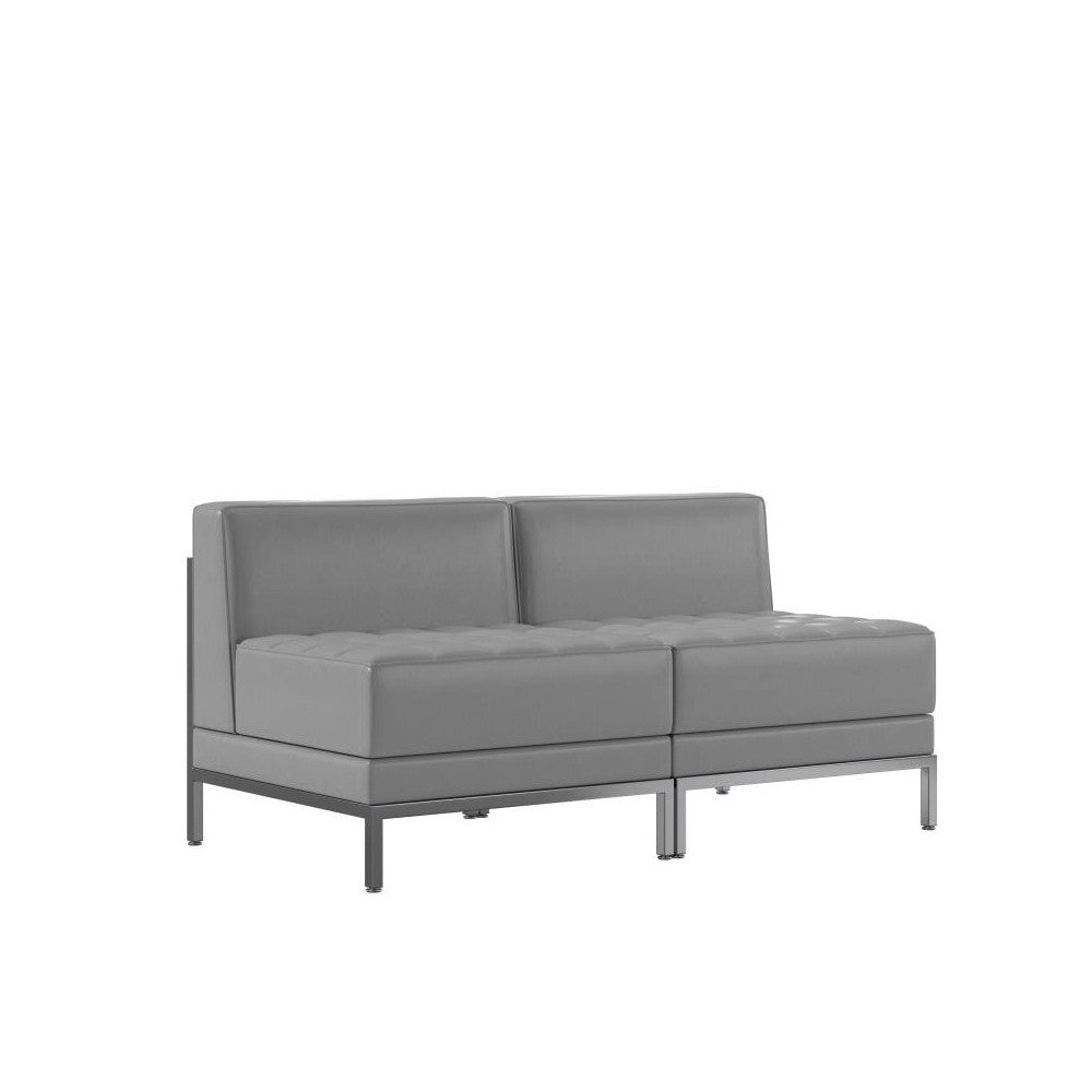 Flash Furniture Gray Leather Lounge Set, 2 PC ZB-IMAG-MIDCH-2-GY-GG