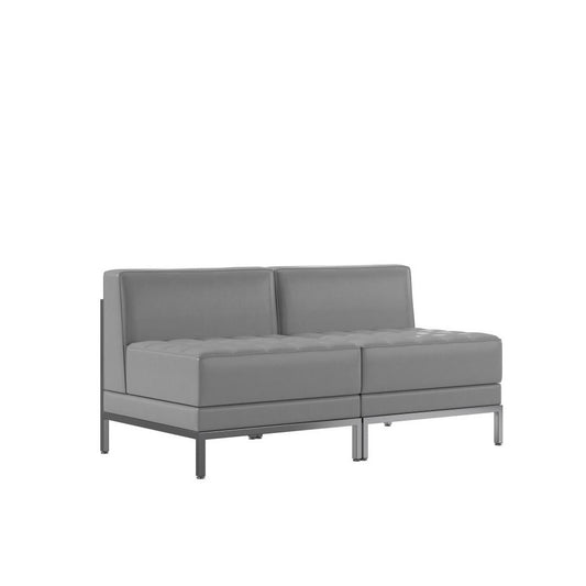 Flash Furniture Gray Leather Lounge Set, 2 PC ZB-IMAG-MIDCH-2-GY-GG