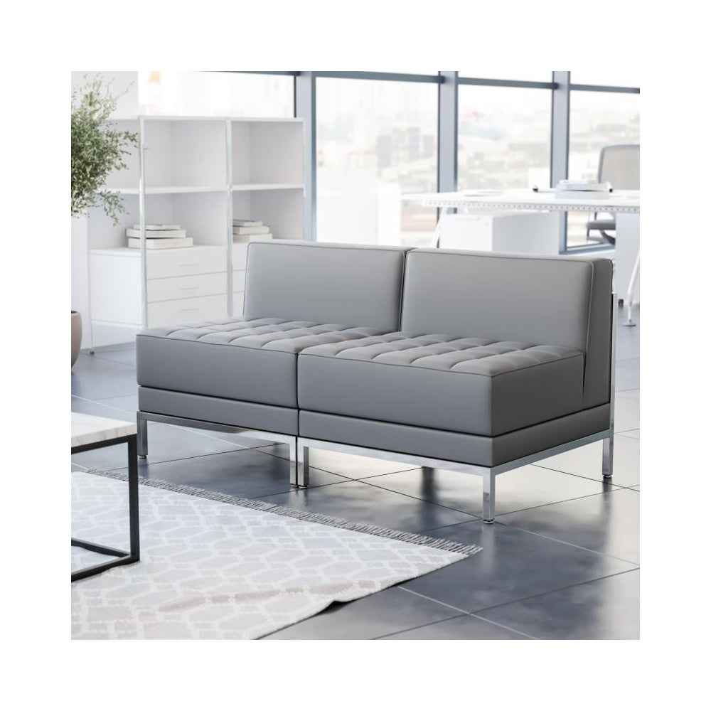 Flash Furniture Gray Leather Lounge Set, 2 PC ZB-IMAG-MIDCH-2-GY-GG