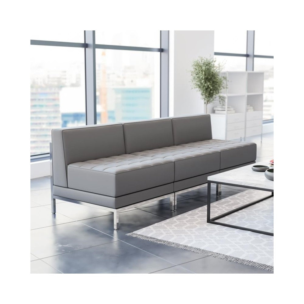 Flash Furniture Gray Leather Lounge Set, 3 PC ZB-IMAG-MIDCH-3-GY-GG
