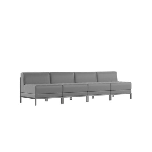 Flash Furniture Gray Leather Lounge Set, 4 PC ZB-IMAG-MIDCH-4-GY-GG