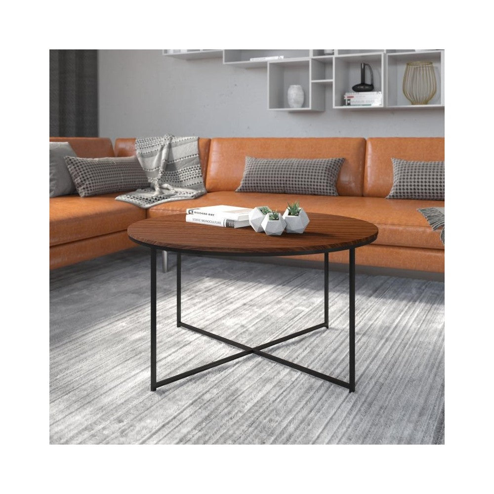 Flash Furniture Hampstead Collection Walnut Coffee Table NAN-JH-1787CT-WAL-BK-GG