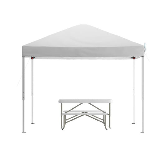 Flash Furniture Harris Canopy Tent & Folding Bench JJ-GZ10103-WH-GG