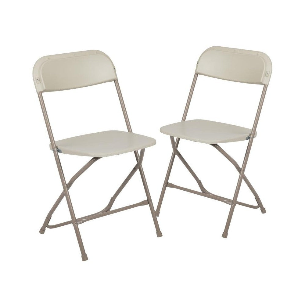 Flash Furniture HERCULES Beige Plastic Folding Chair 2-LE-L-3-BEIGE-GG